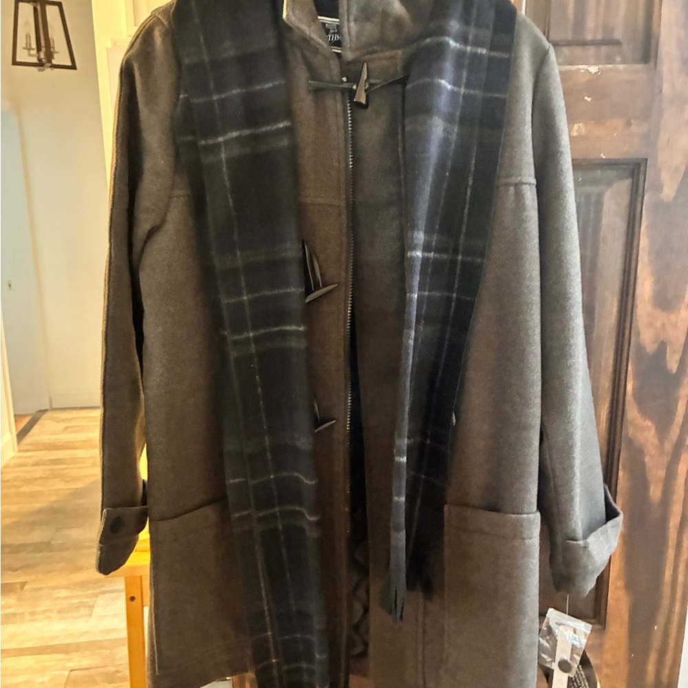 Rothschild Kids Charcoal Trench Coat with Plaid Detail Never Worn NWT